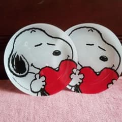 ヒッピー様スヌーピーガラス皿２枚のサムネイル
