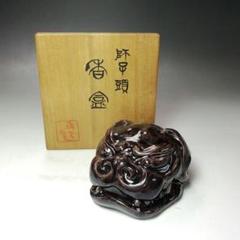 Ｓ７２５　香合　『獅子頭』『九谷焼』『朝倉文夫作』　共箱　茶道具 S725 香合 『獅子頭』『九谷焼』『朝倉文夫作』 共箱 茶道具