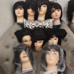 美容師 練習用 カットウィッグ 9体セット【ロング入り／三矢・ユーカリ等】 ☆カットウィッグ 練習用 9体セット 美容師 理容師 カット済み