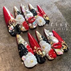 3日間限定SALE！成人式ネイル♪ 赤　レッド　成人式　ギャル　ギャルネイルのサムネイル