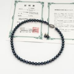 伊勢湾 アコヤ黒真珠 ネックレスと14KWGピアスセット 42㎝ 7mm - メルカリ
