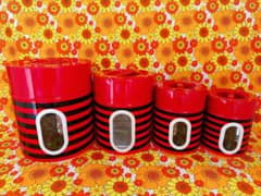 昭和レトロポップストライプ収納缶セット4個 - メルカリ