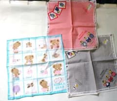レトロハンカチ 3枚セット コアラ柄 女の子柄のサムネイル