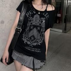 00s y2k 平成 プリントTシャツ ブラックのサムネイル