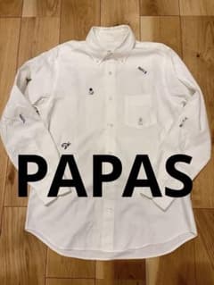 PAPAS 動物刺繍 ホワイト ボタンダウンシャツ - メルカリ