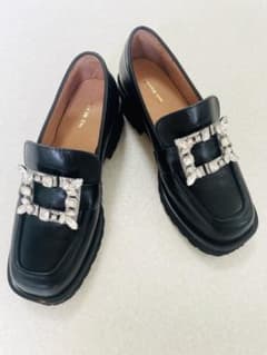 美品】ALL BLACK オールブラック キラキラバックルローファー - メルカリ