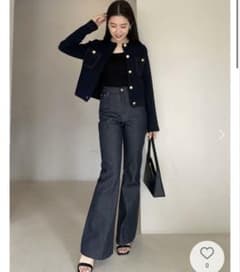 アニュアンスセンターシームセミフレアデニム インディゴブルー XS