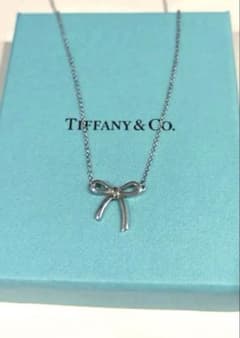 Tiffany 925 ミニ ボウ ネックレス リボン シルバー
