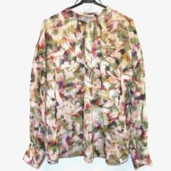 去年購入 アンタイトル 楊柳ラメシフォン リーフプリントブラウス