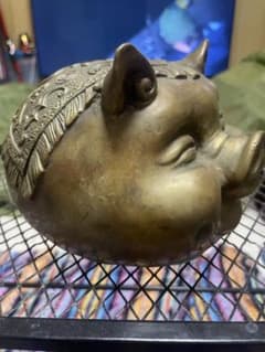 真鍮製 豚の置物 福の文字入り オブジェ - メルカリ