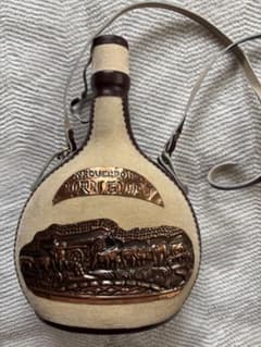 希少】ウルグアイ製 革装飾ガラスボトル アンティーク調 手工芸 高級