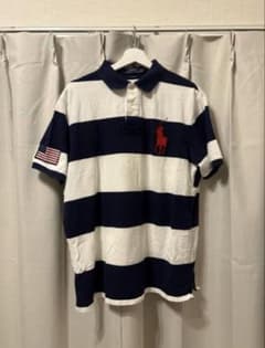 希少 Polo Ralph Lauren ポロシャツ 濃紺×白ボーダー XLのサムネイル