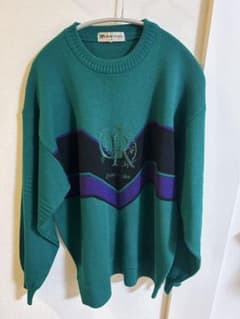 90s風グリーン オーバーサイズニット 古着 レトロのサムネイル