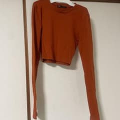 ZARA 長袖 クロップド丈 Tシャツ オレンジ Sのサムネイル