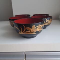 漆器 椀 5客セット 金彩花柄 天然木加工品 - メルカリ