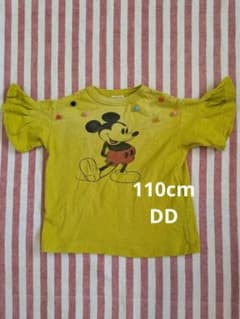 110cm ミッキーマウス フリル袖 Tシャツ イエローのサムネイル