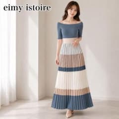 未使用級・タグ付き✨eimy istoire プリーツロングワンピース レーヨン タグ付 未使用✨eimy istoire プリーツニットワンピース レーヨン入り