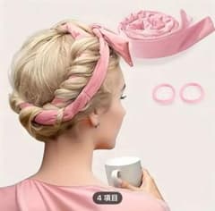 ピンク 巻き髪用ヘアカーラー 3点セット ヒートレス カーラーのサムネイル