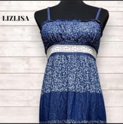 レア！LIZLISA ティアードマキシ丈 ワンピース 花柄 デニム Y2K 姫系