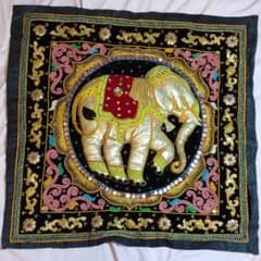 特大! 90cm! 象 ぞうさん刺繍 ミャンマーのスパンコール刺繍のサムネイル