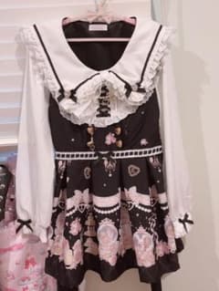 リズリサ Romantic Cosmetic柄セットアップ 黒色のサムネイル