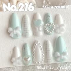 現品セール】ネイルチップ♡ミントグリーン 緑 量産型地雷韓国ワンホン