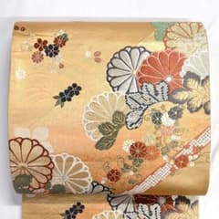 袋帯 金糸 菊花 松 萩 楓 波 鹿の子 斜め縞 着物 帯 024k - メルカリ