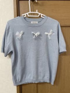 半袖トップス 2点セット リボンニット 花柄 ギャザーのサムネイル