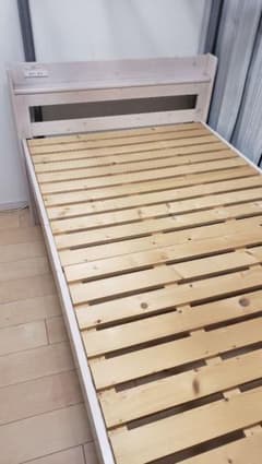 シングルベッド　白　木製　※中古のサムネイル