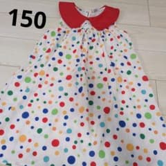 キッズ ノースリーブ ワンピース ドット柄 150のサムネイル