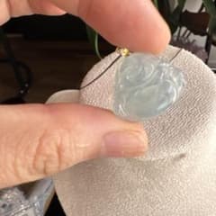 ミャンマー産天然本翡翠 布袋尊ペンダントトップ K18 高氷種 藍水 鑑別