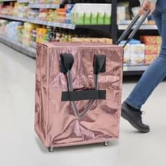 大容量キャスター付きトートバッグ ピンク 折りたたみ 保冷バッグ 