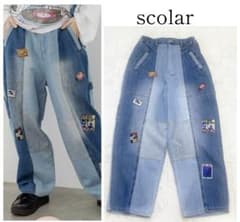 美品 scolar スカラー ユーズドデニム風パッチワーク ペインターパンツ 美品 scolar スカラー ユーズドデニム風パッチワーク ペインターパンツ