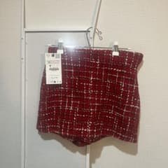 ZARA 赤 チェック柄 タイトスカート XSのサムネイル
