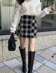 GRL バックリボンツイードチェックミニスカートのサムネイル