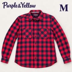 Purple&Yellow ネルシャツ バッファローチェック 赤黒 M アメカジのサムネイル