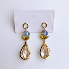 【h24】ハンドメイド ピアス ガラス ゴールドのサムネイル