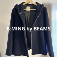 B:MING by BEAMS フード付きネイビーウールコートのサムネイル