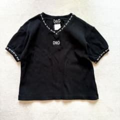 D&G ドルチェ＆ガッバーナ ロゴ 中綿ベスト ブラック S 短丈 D&G 短丈ロゴT Y2K クロップド 人気 ドルチェ&ガッバーナ Vネック