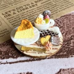 237 ＊チーズケーキとクマさんワッフル＊ ミニチュアスイーツ フェイク
