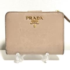 PRADA 2つ折り財布　サフィアーノレザー　ベージュ　ピンクのサムネイル