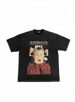 HOME ALONE Tシャツ ブラックヴィンテージ加工Y2Kスワッグのサムネイル