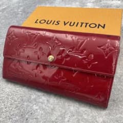 微美品】LOUIS VUITTON ルイヴィトン 長財布 ヴェルニ 赤 レザー 