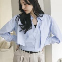 クロップドシャツ サックスブルー　ベスト付きのサムネイル