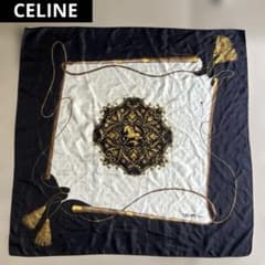 CELINE セリーヌ スカーフ 馬車 タッセル柄 約85×85㎝ - メルカリ