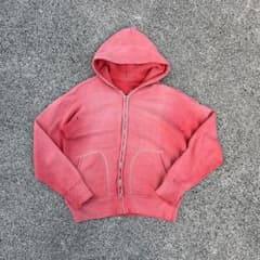 50s 60s ジップアップパーカー サーモンピンク サンフェード セパポケ