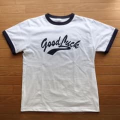 ★ラスト1枚★白/ネイビーリンガーTシャツ M Good Luck アメカジ★のサムネイル