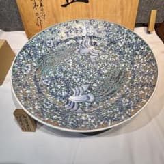 迫力の60cm 極上白金彩鳳凰文 飾皿 大皿 藤井朱明 有田焼 陶芸日展作家