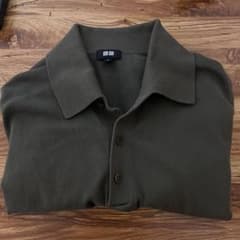 UNIQLO ウォッシャブルニットポロセーター　オリーブのサムネイル