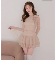M me eme Chiffon mesh gathered setup - メルカリ